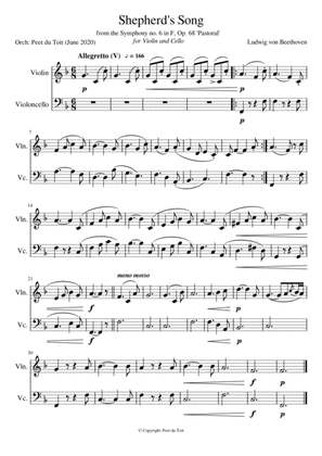 Book cover for Symphony no. 6 in F, Op. 68 'Pastorale' - Allegretto (V) - Beethoven (Violin & Cello)