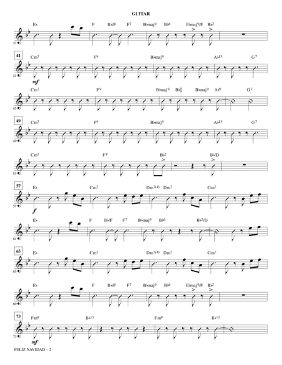 Feliz Navidad (arr. Paul Langford) - Guitar Choir scores gallery preview page 2