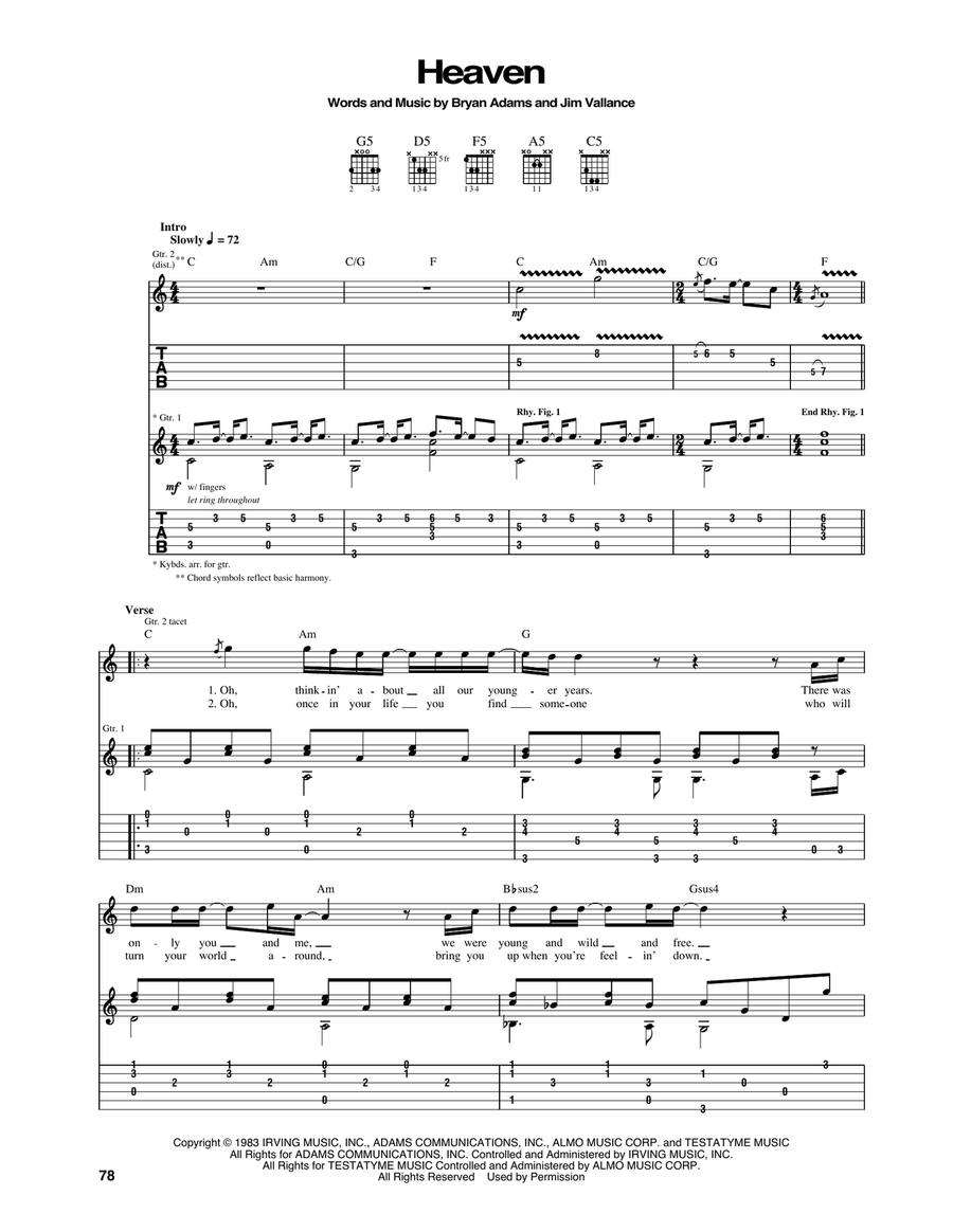 Heaven Acoustic Guitar scores gallery preview page 1