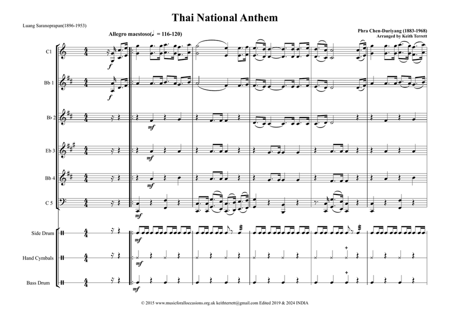Thai National Anthem for Flexible Band/Korps (World National Anthem Series) Concert Band scores gallery preview page 2