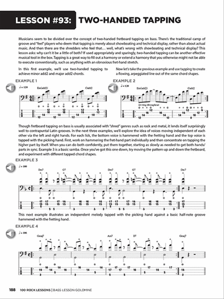 100 Rock Lessons 100 Rock Lessons Bass Guitar Tablature scores gallery preview page 7