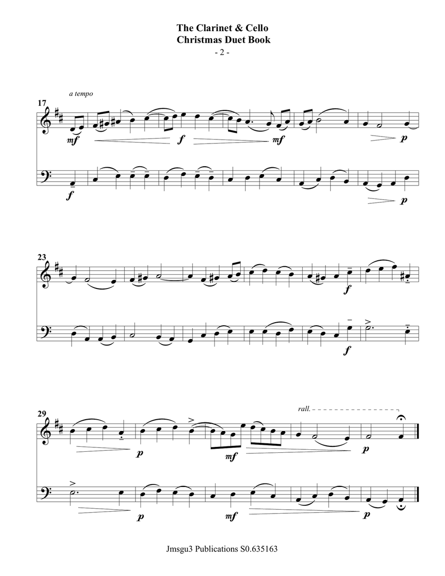 The Clarinet & Cello Christmas Duet Book Clarinet scores gallery preview page 3