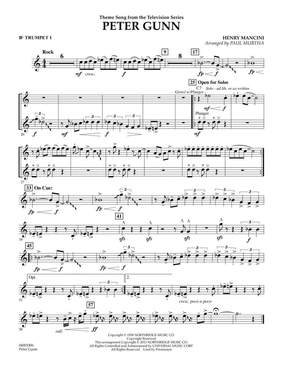 Peter Gunn - Bb Trumpet 1