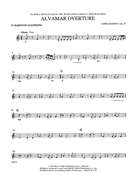 Alvamar Overture: E-flat Baritone Saxophone