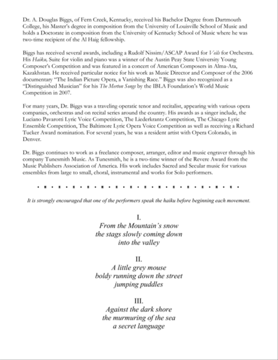 Haiku, Suite for Violin and Piano Violin Solo scores gallery preview page 4