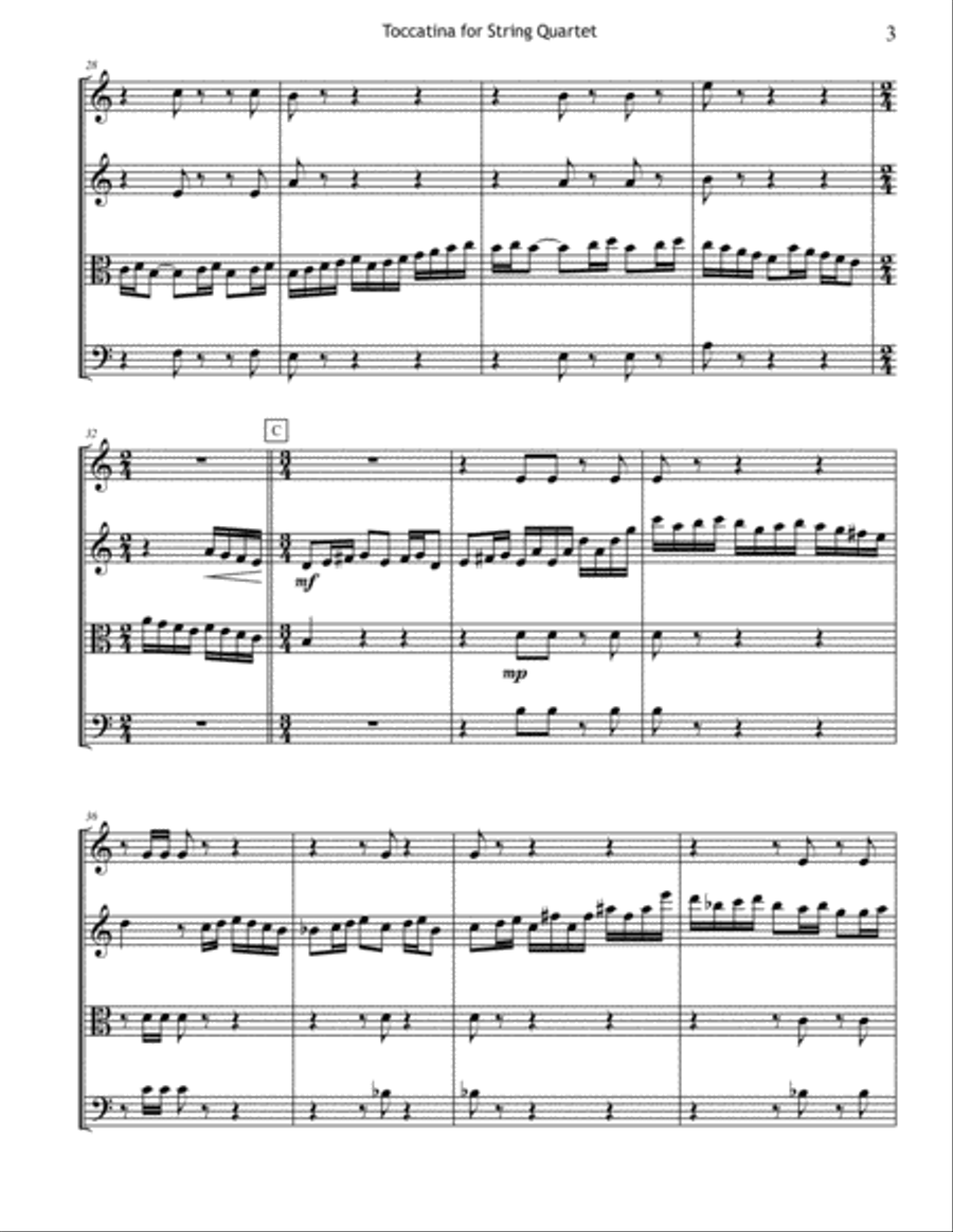 Toccatina for String Quartet String Quartet scores gallery preview page 3