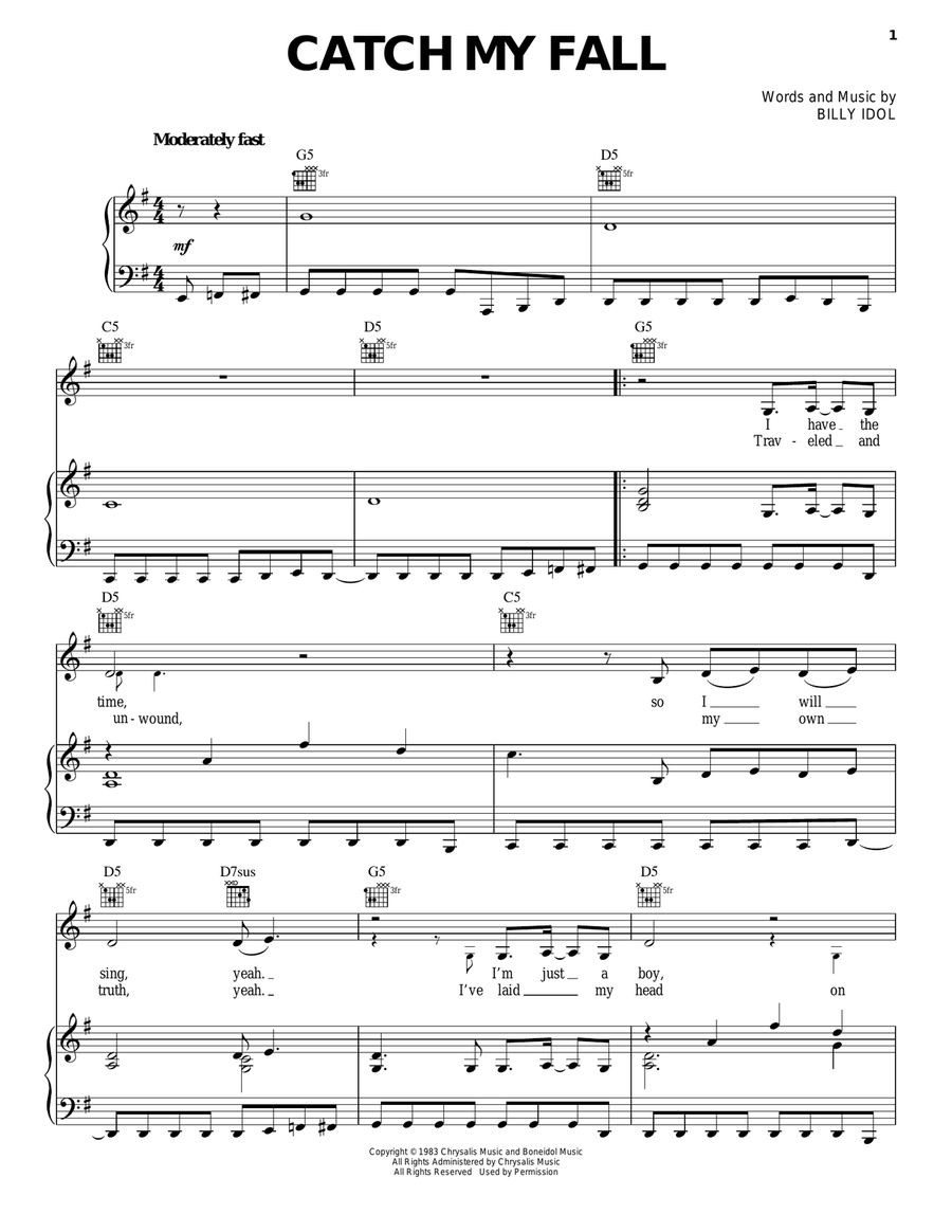 Catch My Fall Catch My Fall Piano, Vocal, Guitar scores gallery preview page 1