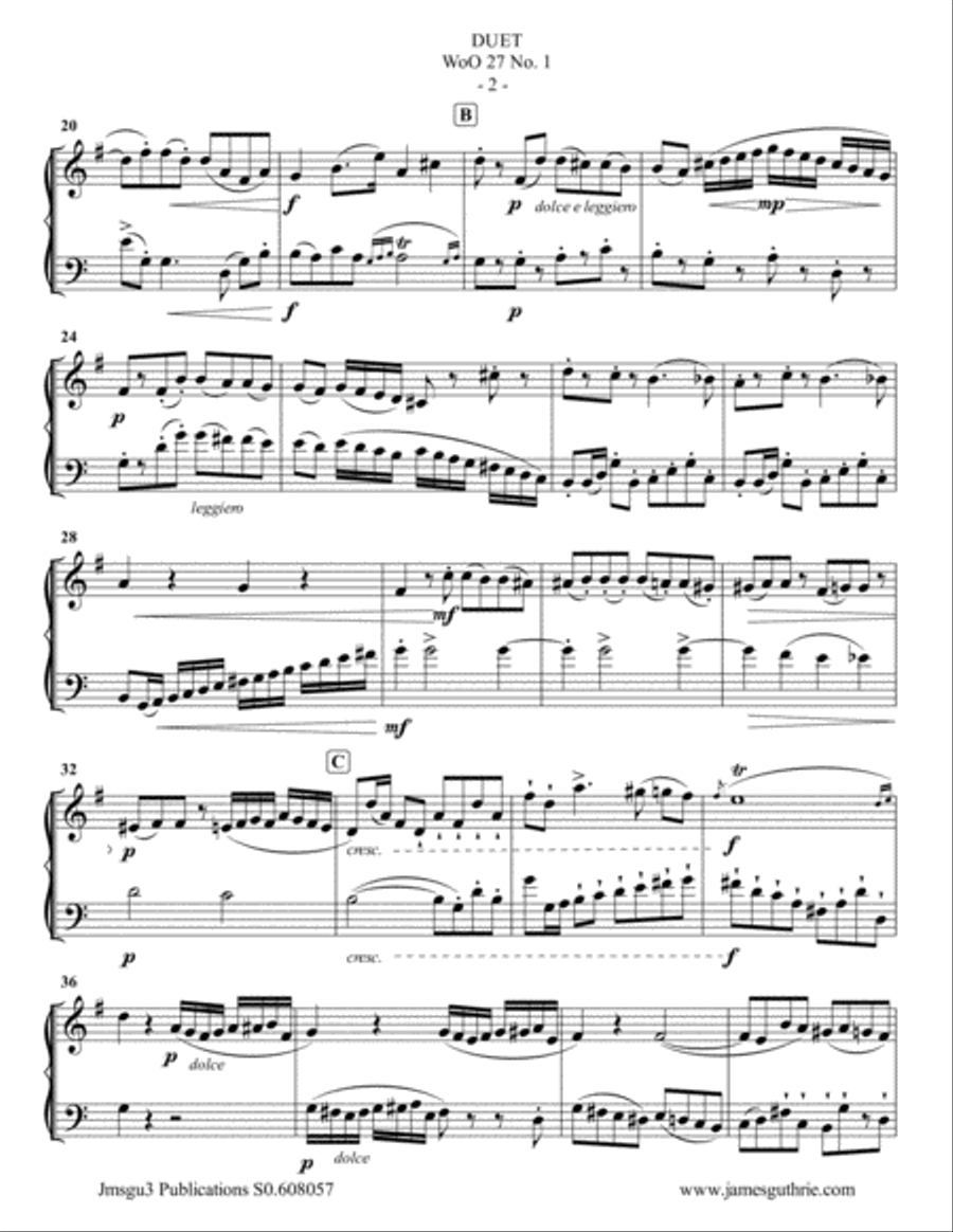 Beethoven: Three Duets WoO 27 for English Horn & Bassoon Woodwind Duet scores gallery preview page 2