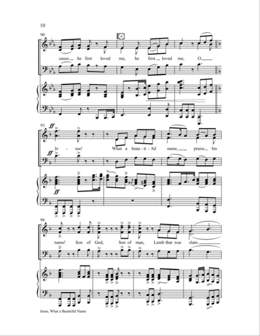 Jesus, What a Beautiful Name 3-Part scores gallery preview page 10