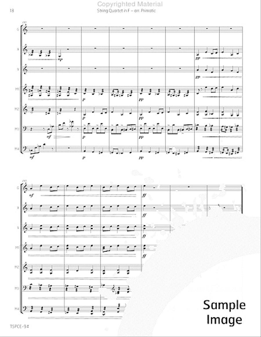 String Quartet in F Percussion Ensemble scores gallery preview page 21