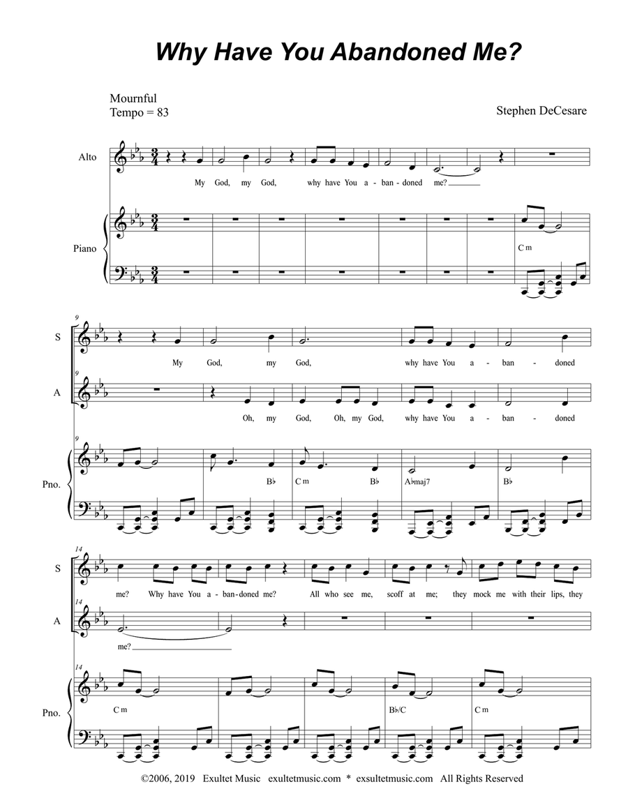Why Have You Abandoned Me? (for 2-part choir - (SA) SA scores gallery preview page 1