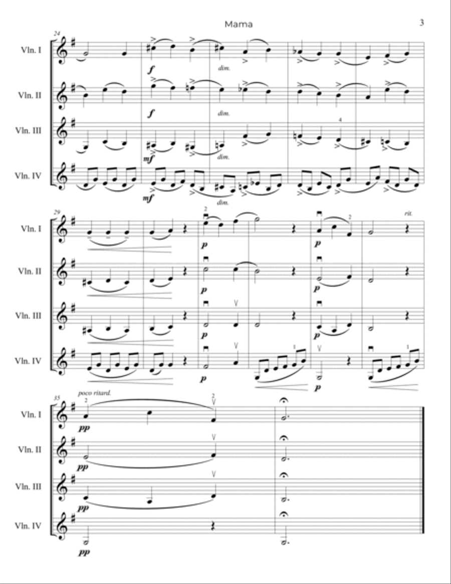 Tchaikovsky: Mama, Op.39, No.3 - Violin Quartet