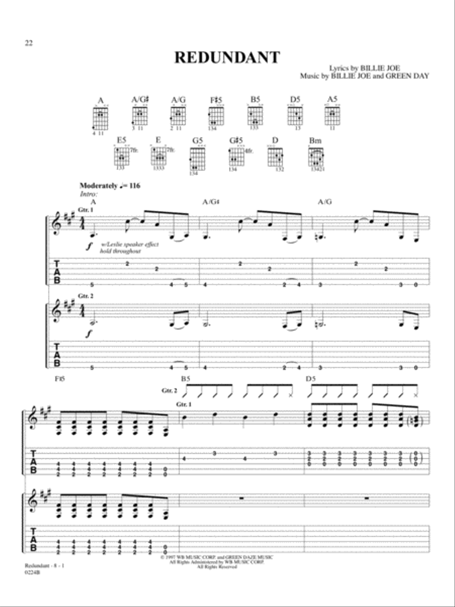 Redundant Guitar Tablature scores gallery preview page 1