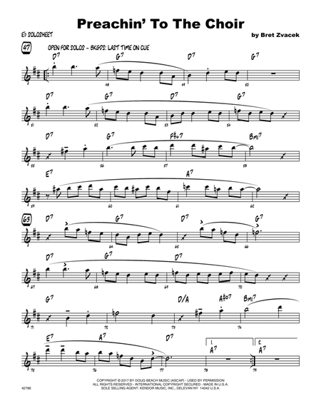 Preachin' To The Choir - Solo Sheet - Alto Sax