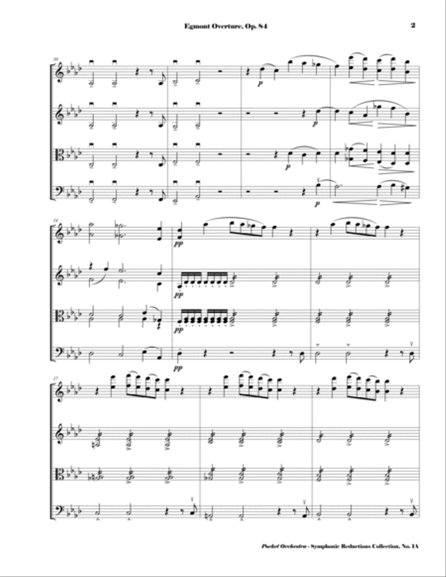 Beethoven - Egmont Overture, Op. 84 - String Quartet Arrangement - Score String Quartet scores gallery preview page 3