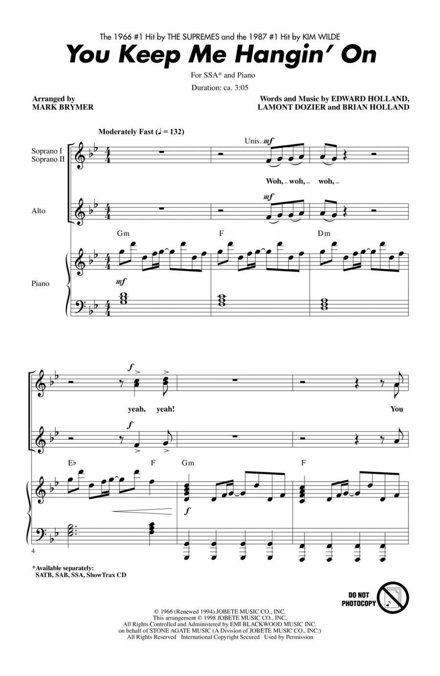You Keep Me Hangin' On SSA scores gallery preview page 1