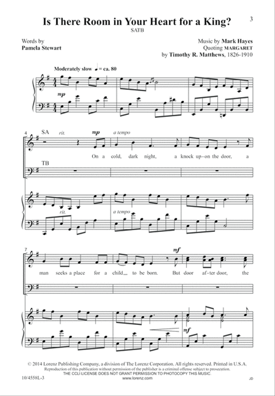 Is There Room in Your Heart for a King? 4-Part scores gallery preview page 4