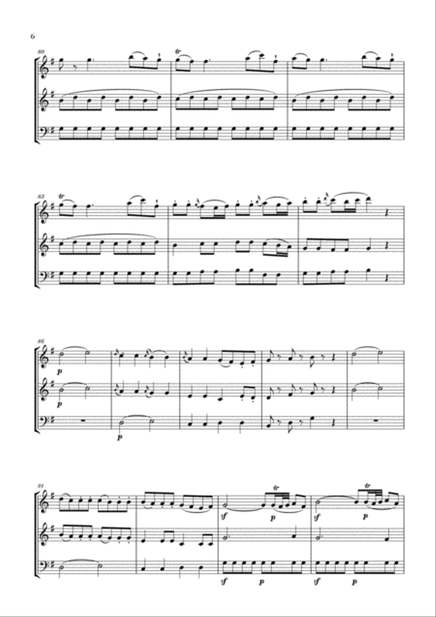 Eine Kleine Nachtmusik for Flute, Oboe and Cello Woodwind Ensemble scores gallery preview page 6