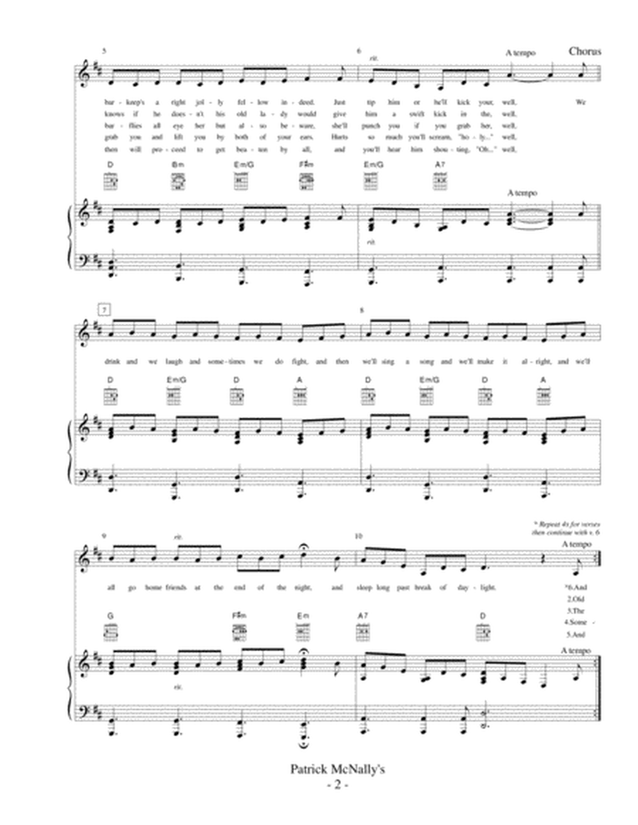 Patrick McNally's (Irish Drinking Song) sheet music - as heard on Dr. Demento Show! image number null