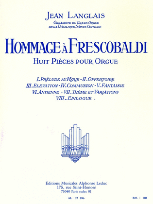 Book cover for Hommage A Frescobaldi (organ)