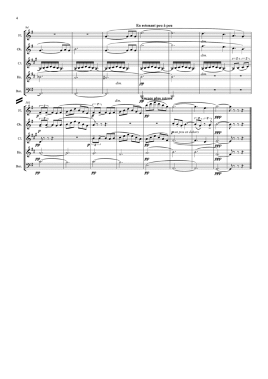 Debussy: Petite Suite (Complete - En bateau, Cortege, Minuet & Ballet) - wind quintet Woodwind Quintet scores gallery preview page 5