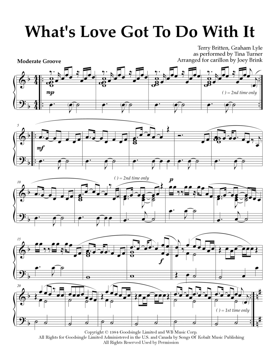 What's Love Got To Do With It Carillon scores gallery preview page 1
