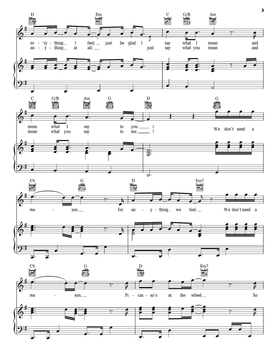 Bulletproof Picasso Piano, Vocal, Guitar scores gallery preview page 3