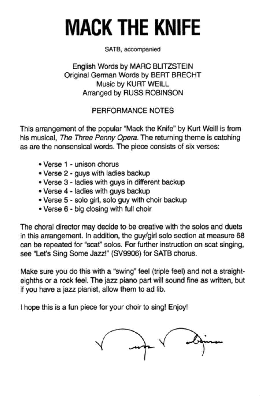 Mack the Knife - SATB Mack the Knife - SATB 4-Part scores gallery preview page 2