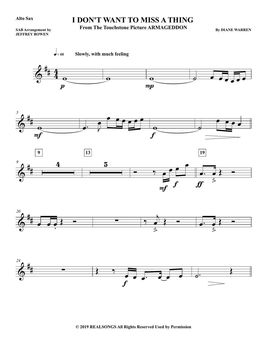 I Don't Want To Miss A Thing Concert Band scores gallery preview page 5