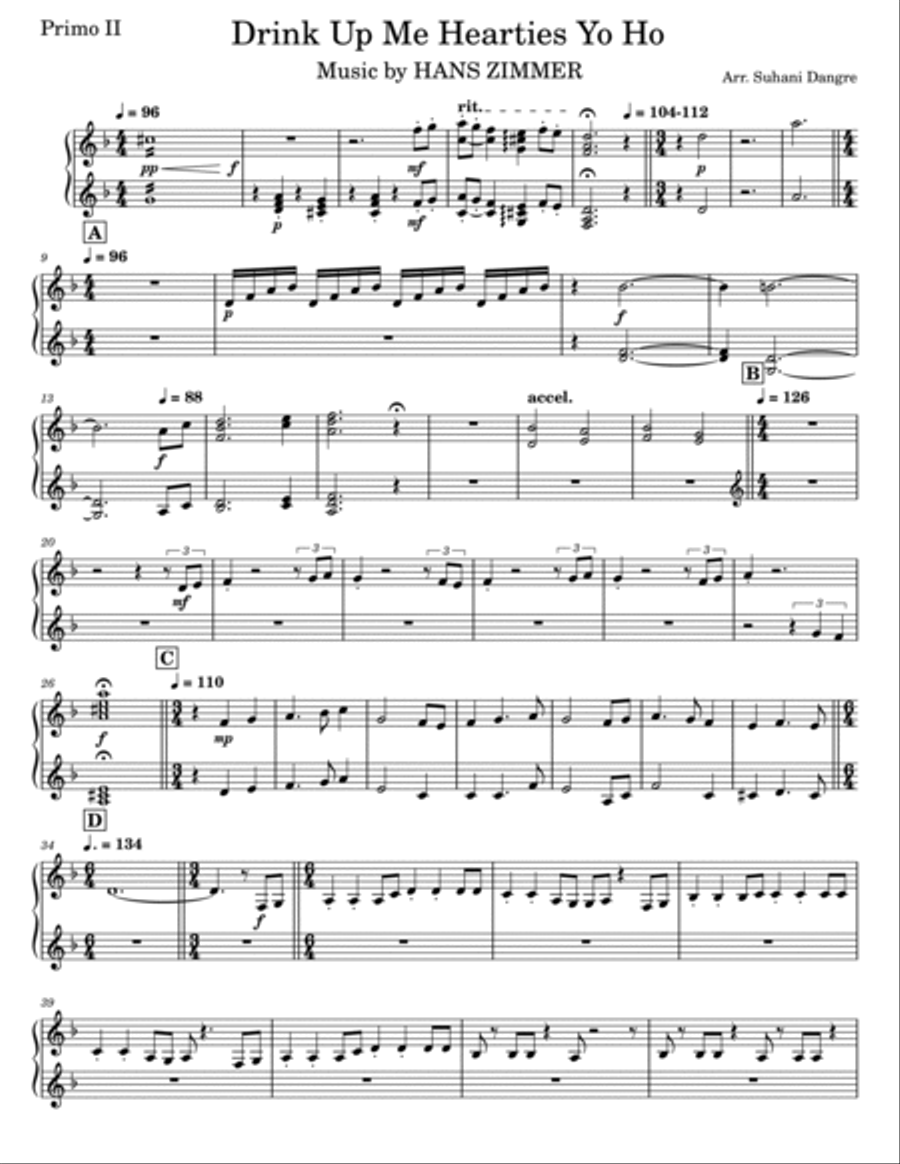 Drink Up Me Hearties Piano Duet scores gallery preview page 5