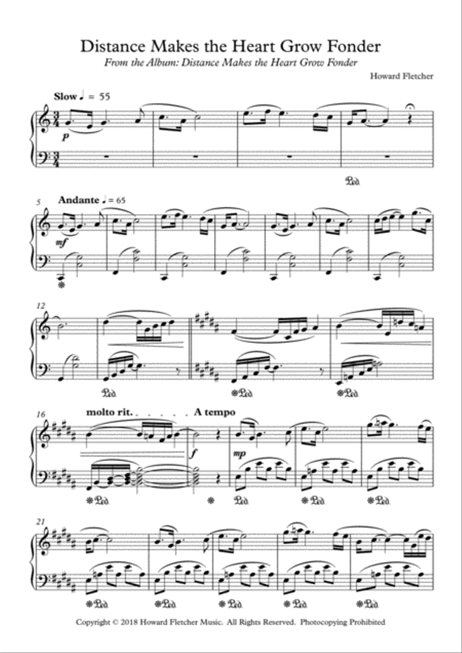 Distance Makes the Heart Grow Fonder Piano Solo scores gallery preview page 2