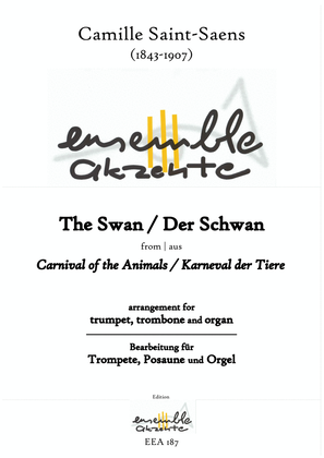 Book cover for The Swan from "Carnival of the Animals" - arrangement for trumpets, trombone and organ
