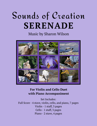 Book cover for Sounds of Creation: Serenade (Violin and Cello Duet with Piano Accompaniment)