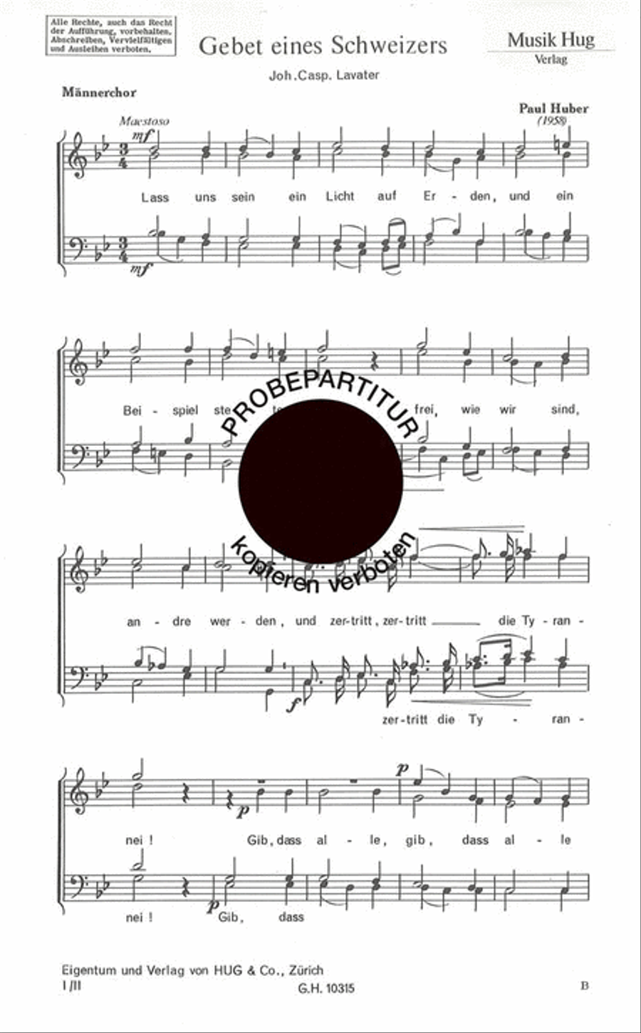 Gebet eines Schweizers Gebet eines Schweizers Men's Choir scores gallery preview page 1