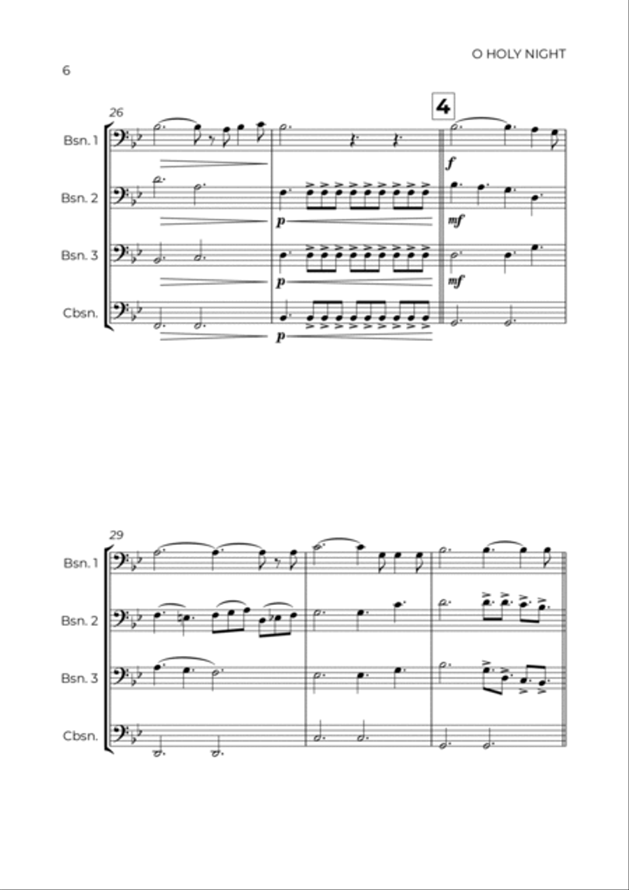 O Holy Night Bassoon Quartet scores gallery preview page 6
