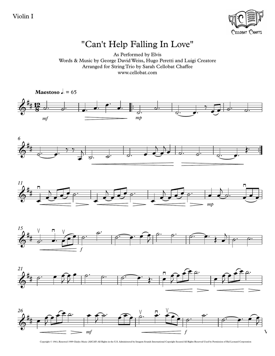 Can't Help Falling In Love String Trio scores gallery preview page 6