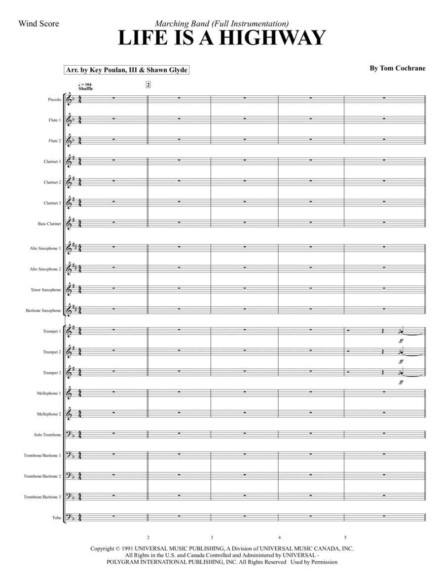 Life Is A Highway Life Is A Highway Marching Band scores gallery preview page 1