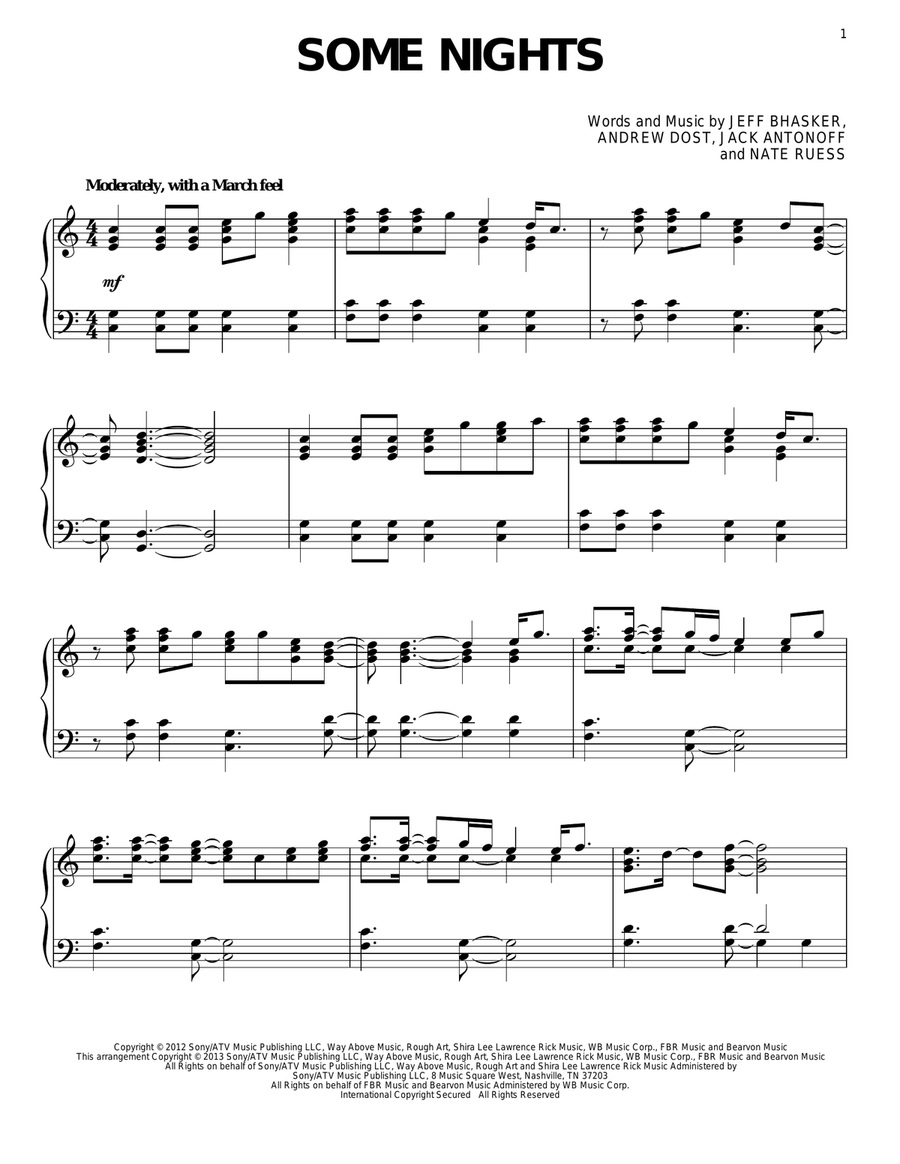 Some Nights Piano Solo scores gallery preview page 1