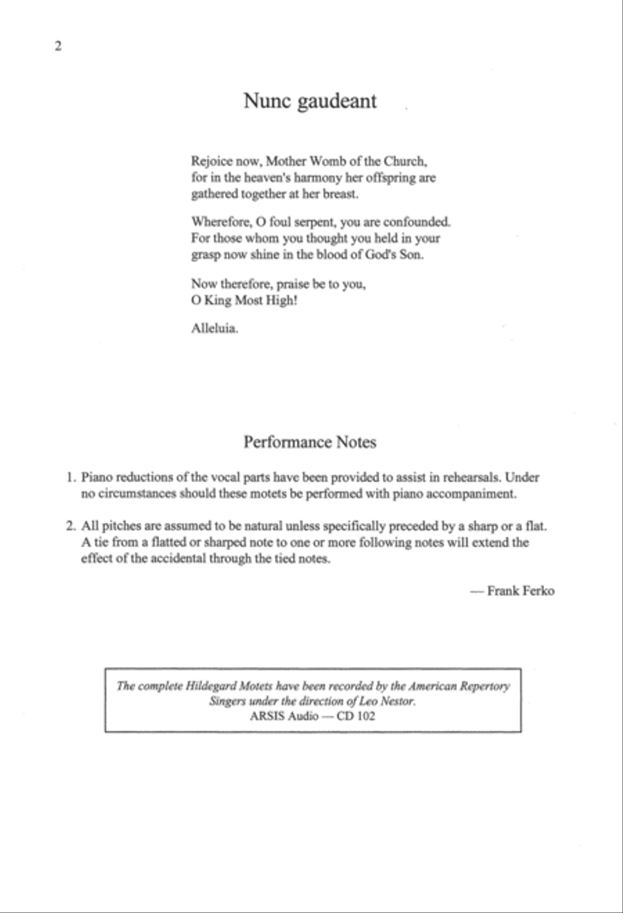 The Hildegard Motets: 9. Nunc gaudeant Divisi scores gallery preview page 2