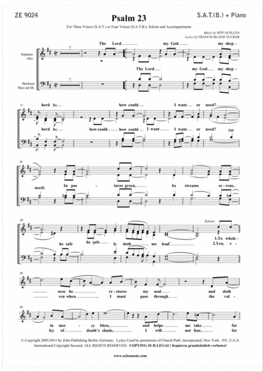 Psalm 23 (The Lord My God My Shepherd Is) SSA scores gallery preview page 2