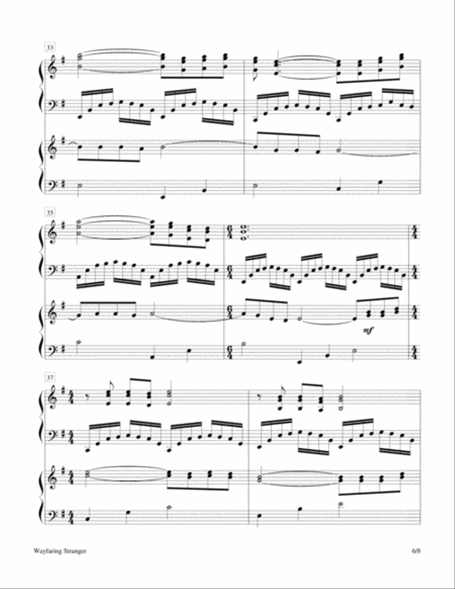 Wayfaring Stranger (2 Pianos, 4 Hands Duet) 2 Pianos, 4-Hands scores gallery preview page 6