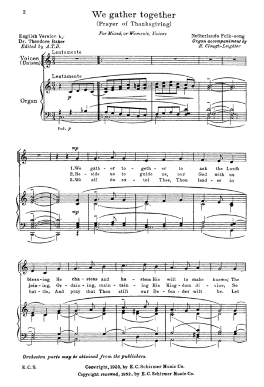Prayer of Thanksgiving (We Gather Together) Unison Choir scores gallery preview page 2