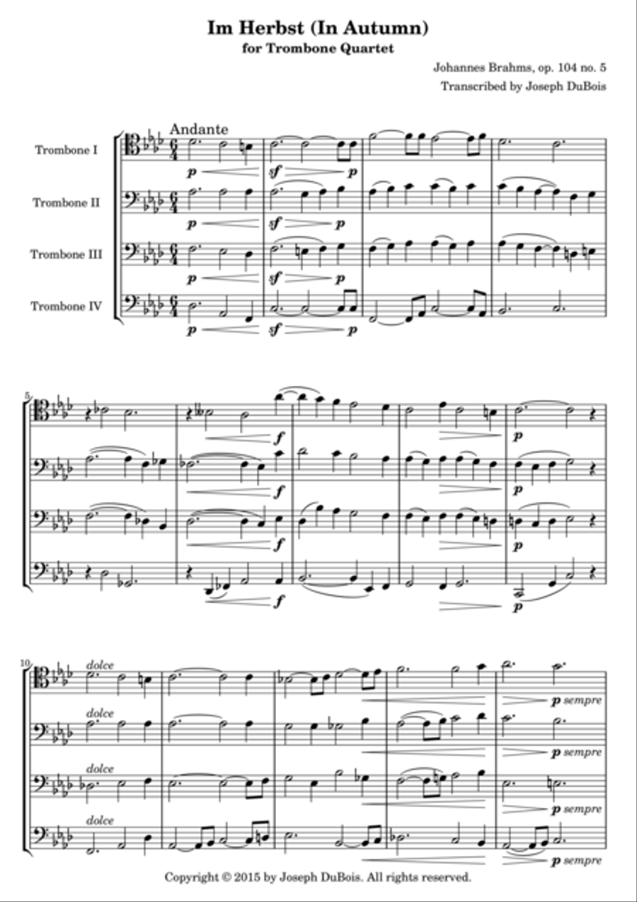 Im Herbst (In Autumn) Brass Ensemble scores gallery preview page 5