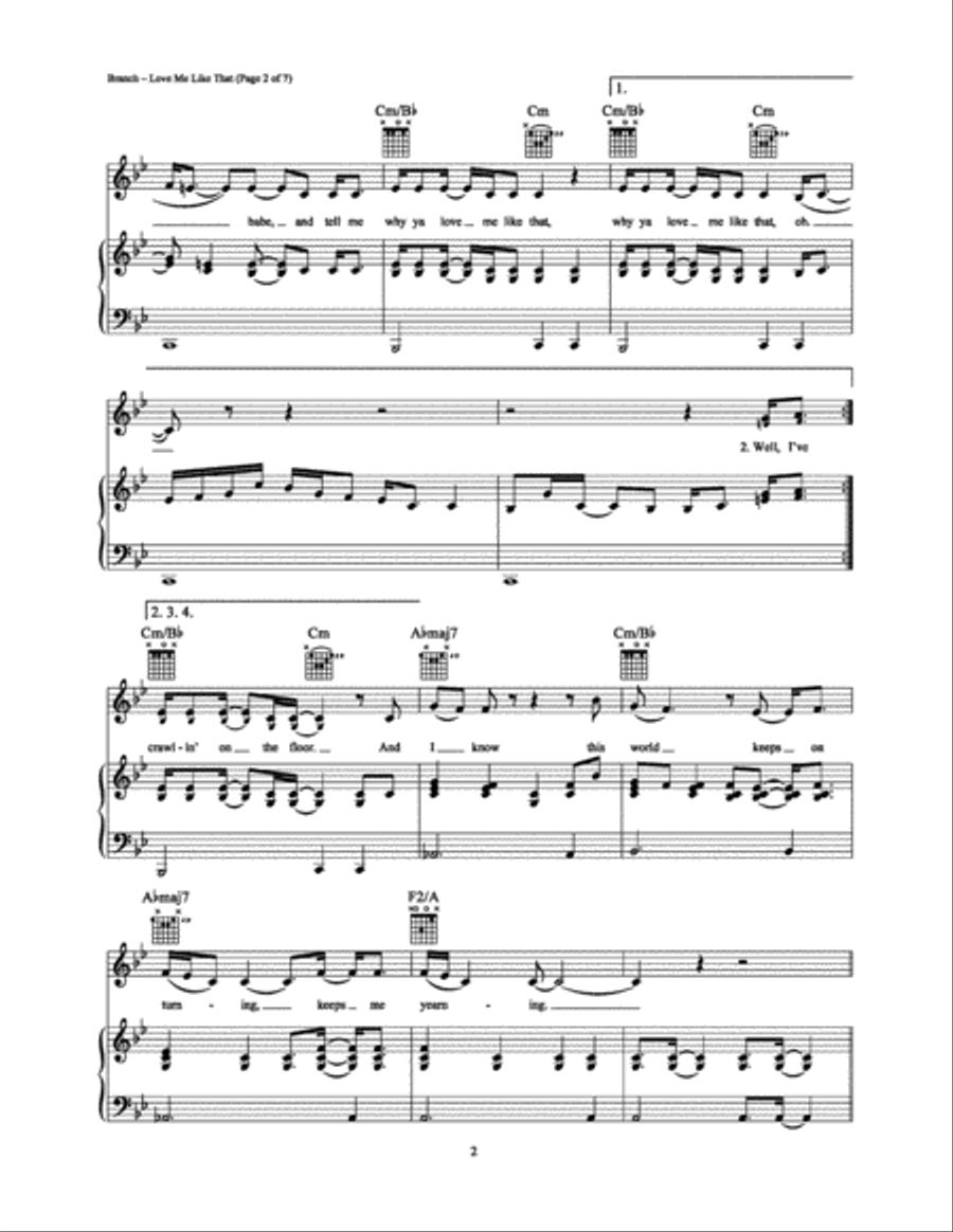 Love Me Like That Piano, Vocal, Guitar scores gallery preview page 2