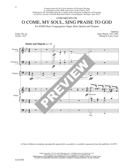 O Come, My Soul, Sing Praise to God - Full score and parts