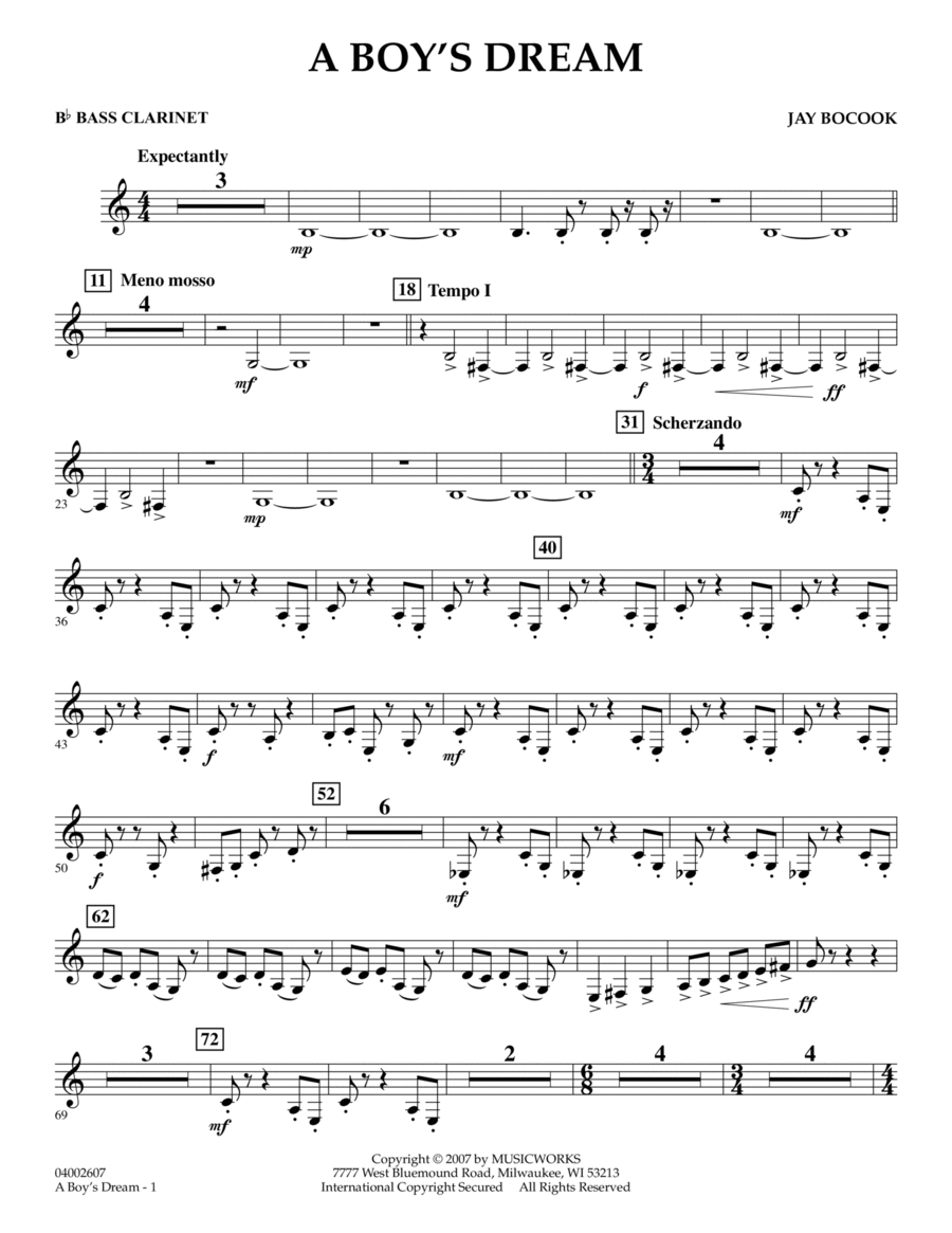 A Boy's Dream - Bb Bass Clarinet Concert Band scores gallery preview page 1