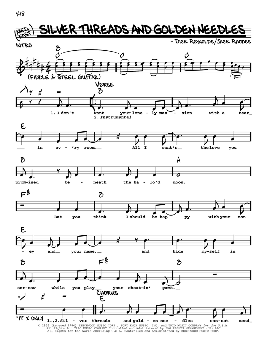 Silver Threads And Golden Needles Voice scores gallery preview page 1
