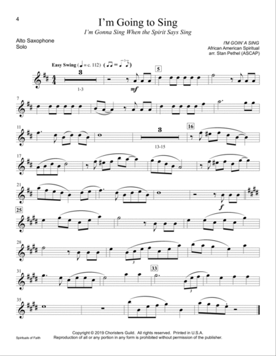 Spirituals of Faith - Eb Alto Saxophone Alto Saxophone scores gallery preview page 4