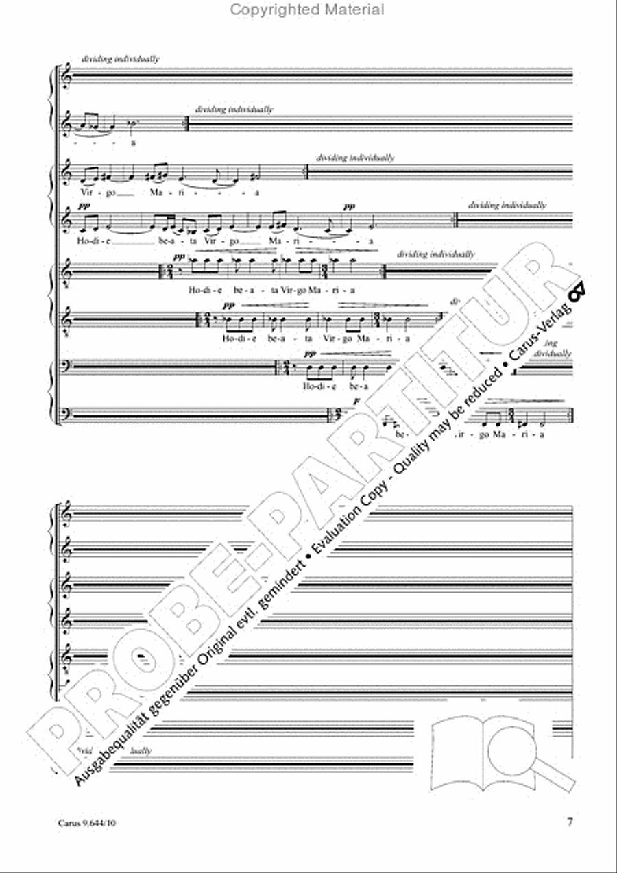 Hodie beata Virgo Maria 4-Part scores gallery preview page 8