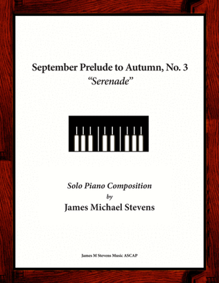 Book cover for September Prelude to Autumn, No. 3 "Serenade"
